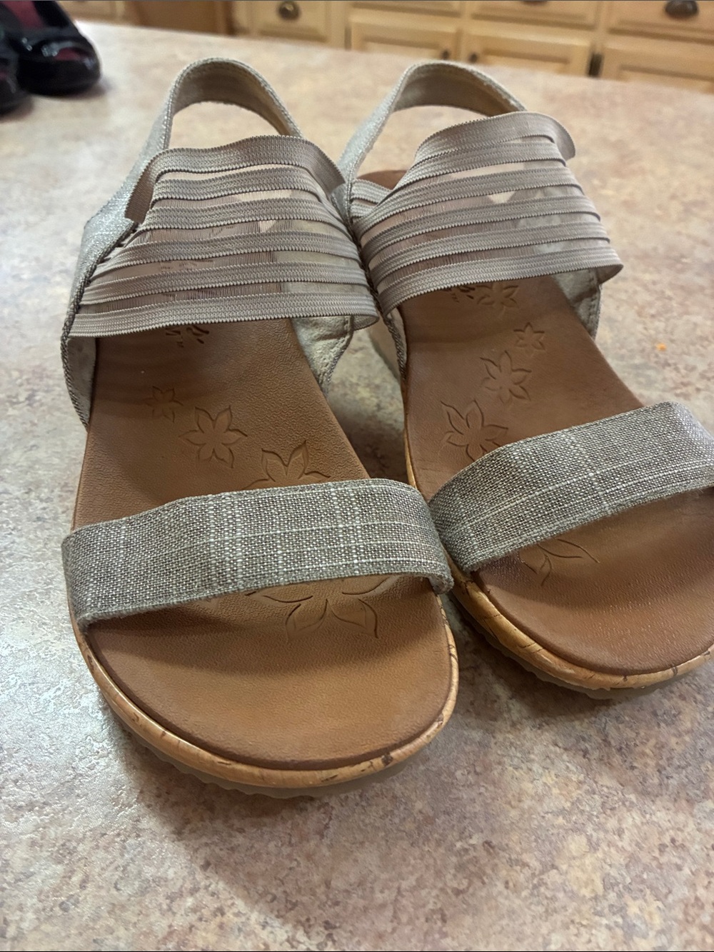 Skechers Taupe Elastic Strap Slingback Sandals